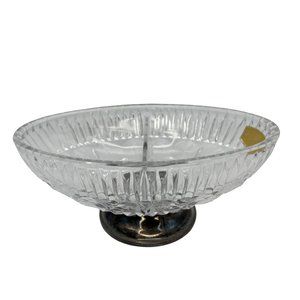 Vintage Genuine Lead Crystal Candy Dish w/ Silverplate Bottom 24% West Germany